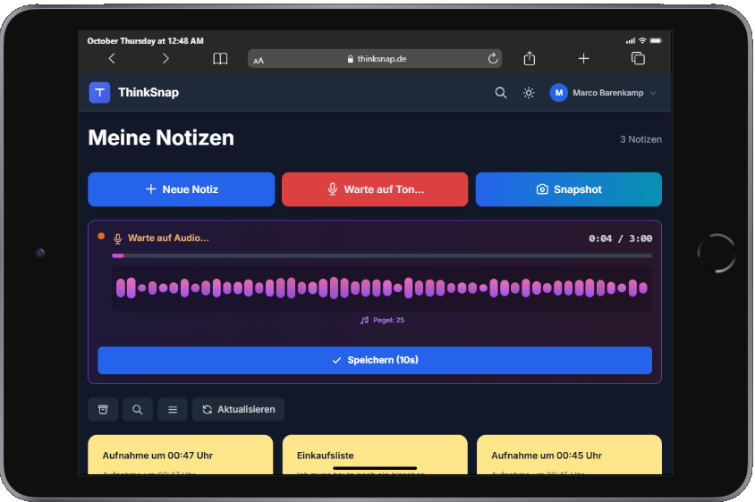 ThinkSnap auf Tablet