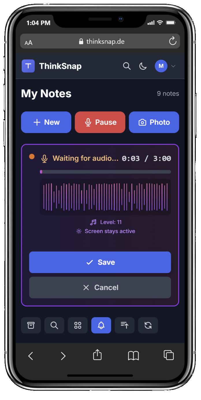 ThinkSnap app on smartphone