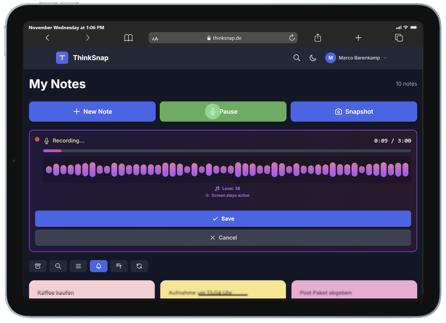 ThinkSnap на планшеті